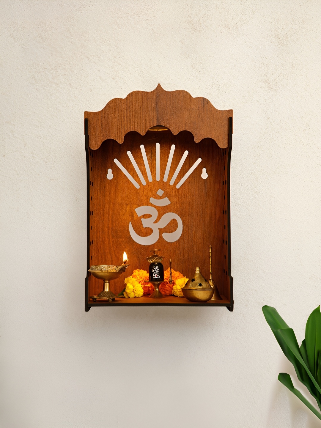 

Ekhasa Brown Wall Mounted Home Pooja Temple