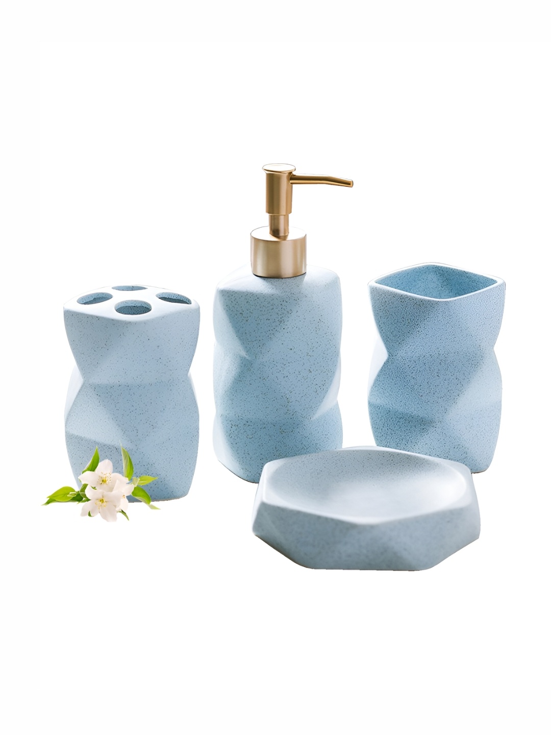 

Ekhasa Blue 4 piece Abstract Ceramic Bath Accessories Set