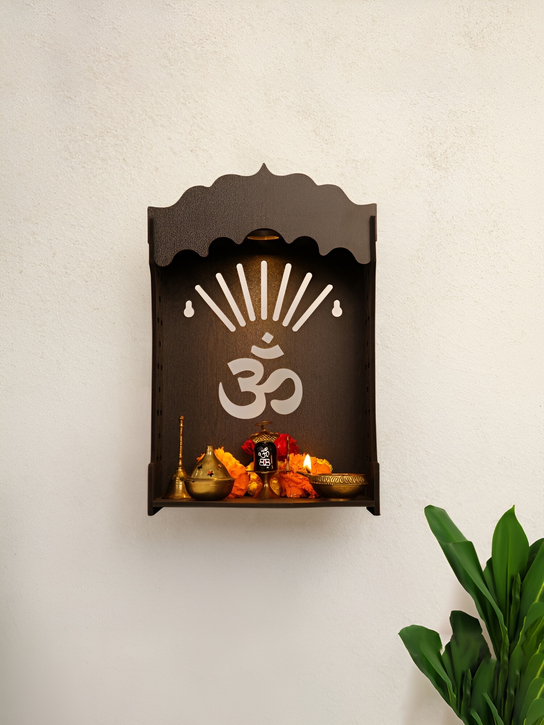 

Ekhasa Brown Wall Mounted Home Pooja Temple