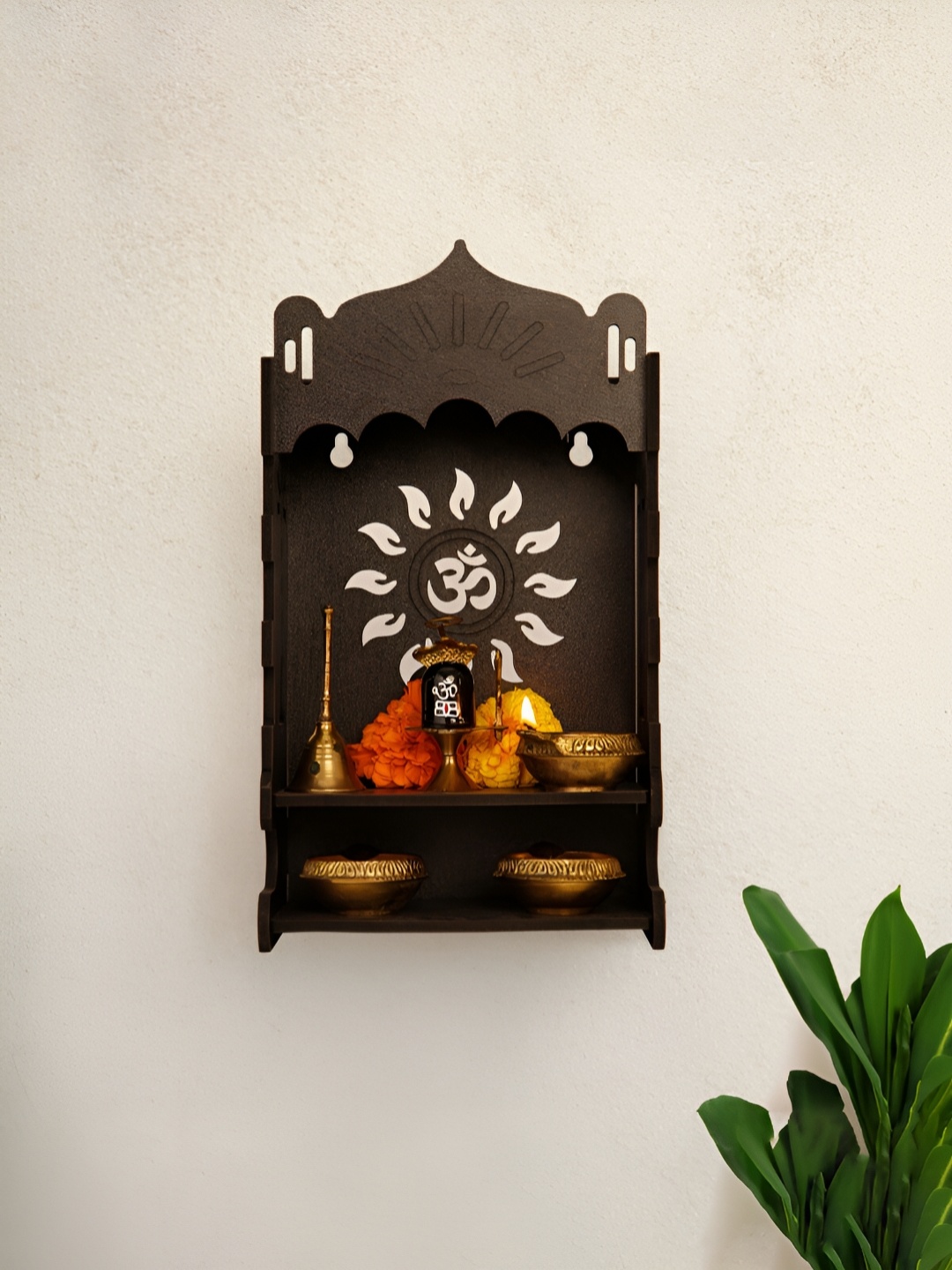 

Ekhasa Brown Wall Mounted Home Pooja Temple