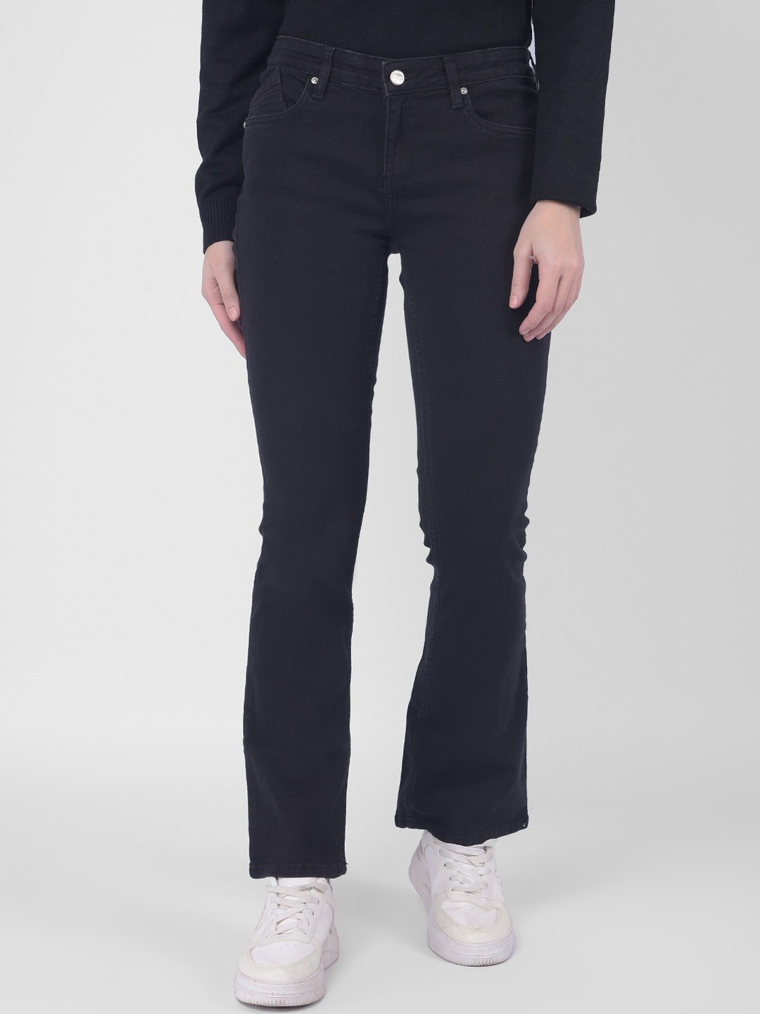 

Numero Uno Women Solid Boot Cut Sustainable Stretchable Jeans, Black
