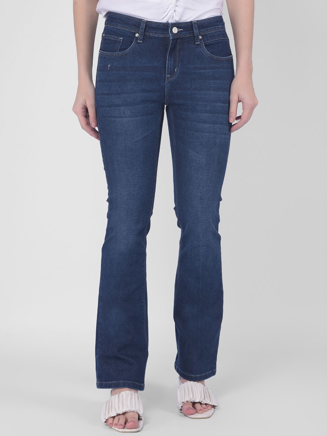 

Numero Uno Women Solid Boot Cut Sustainable Stretchable Jeans, Navy blue