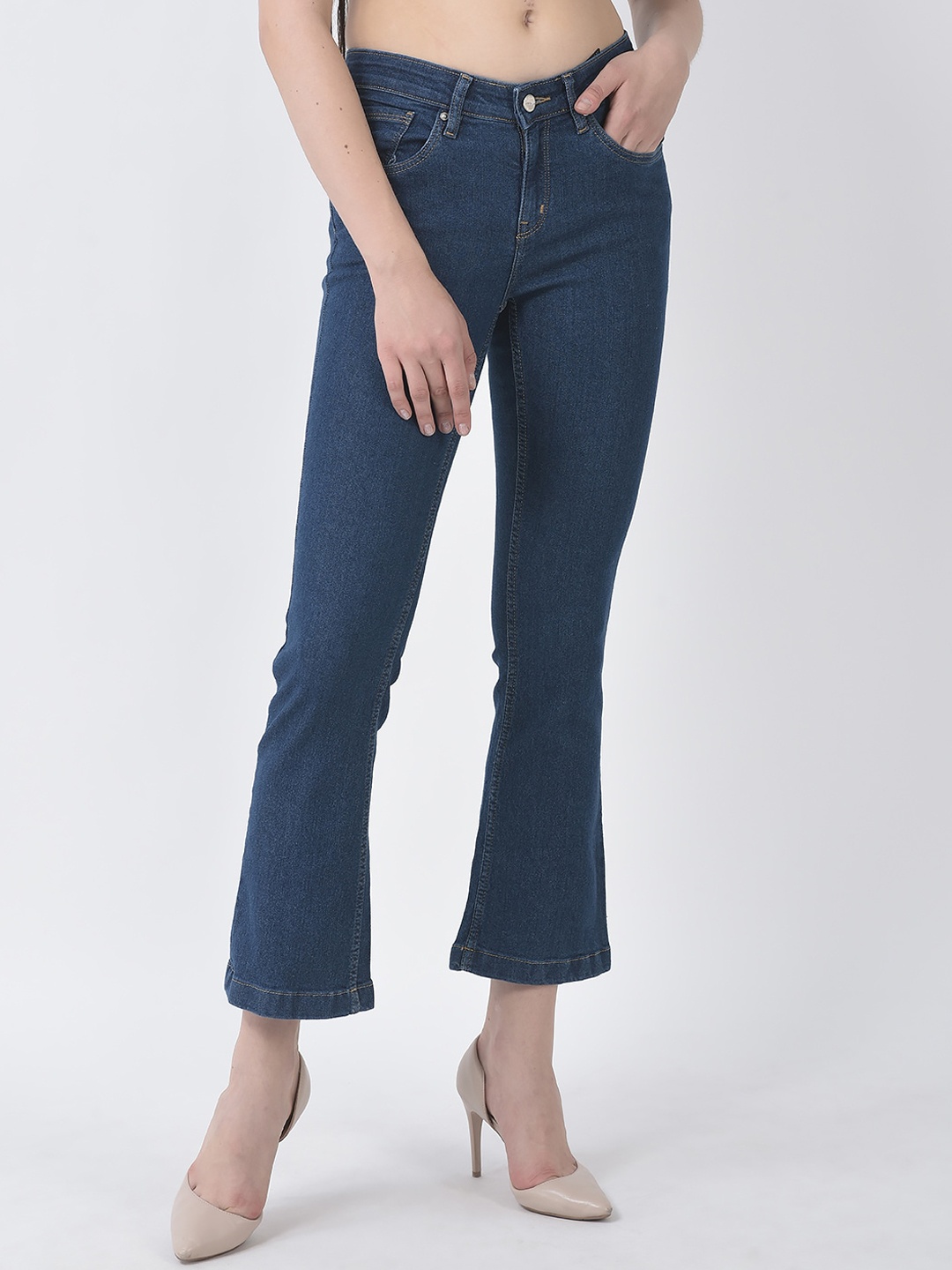 

Numero Uno Women Solid Boot Cut Sustainable Stretchable Jeans, Blue