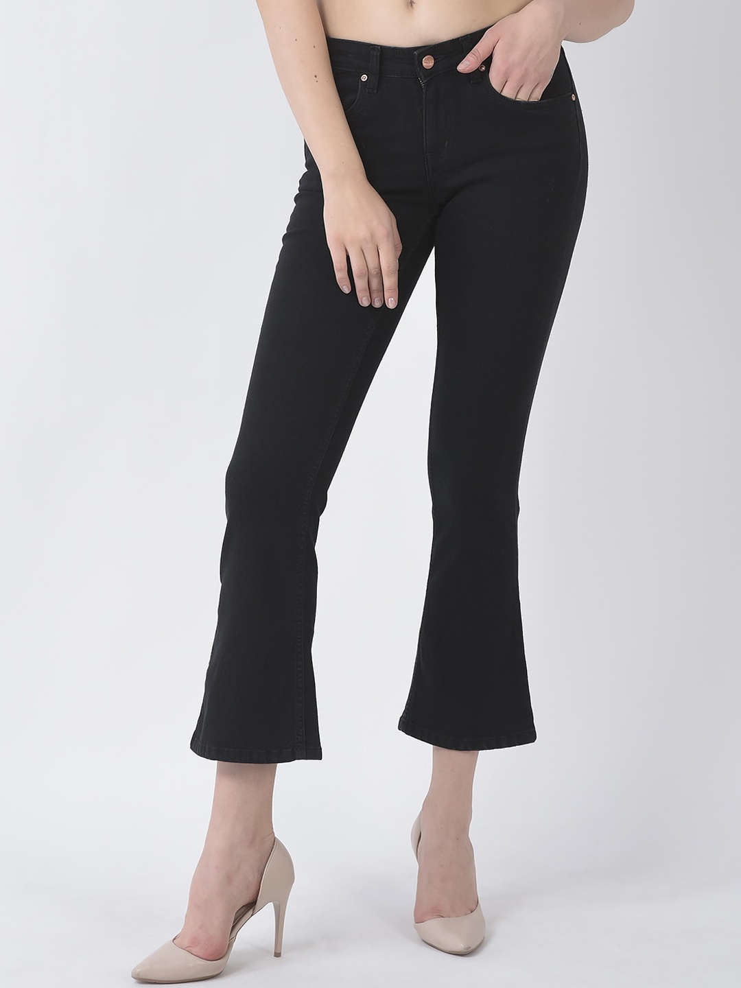 

Numero Uno Women Solid Boot Cut Sustainable Stretchable Jeans, Black