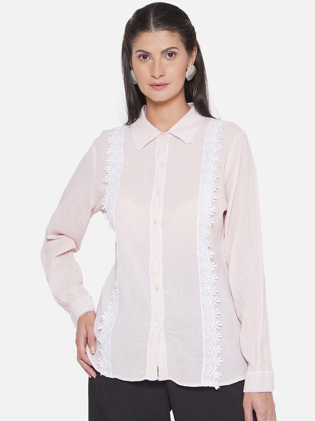 

KALINI Comfort Spread Collar Casual Shirt, Pink