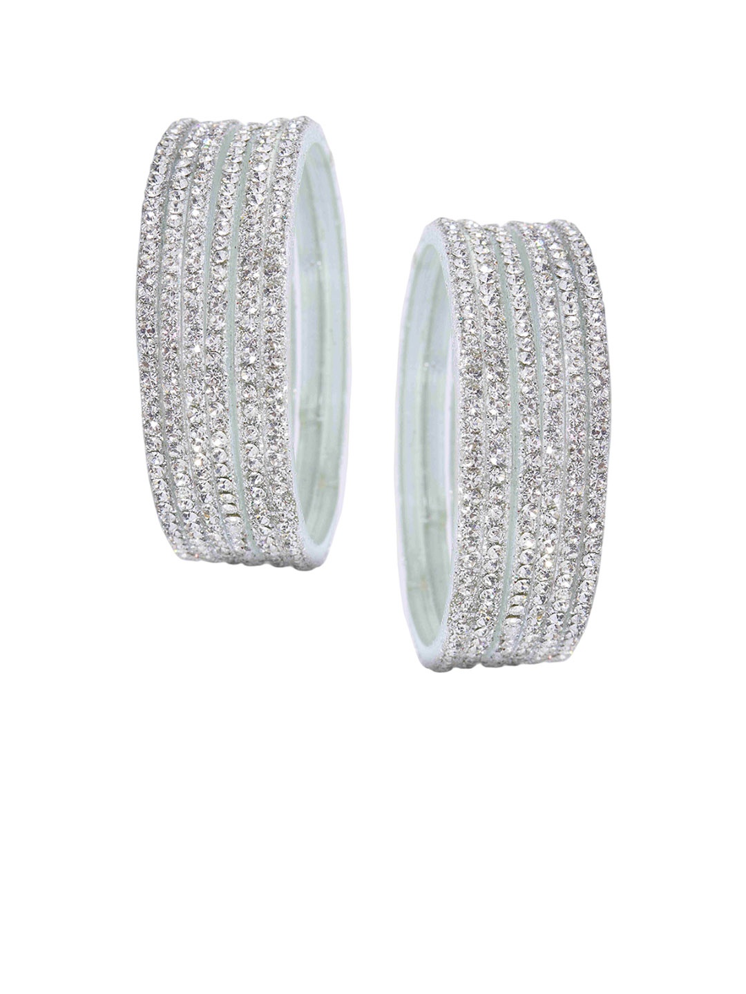 

NMII Set Of 12 American Diamond-Studded Bangles, White