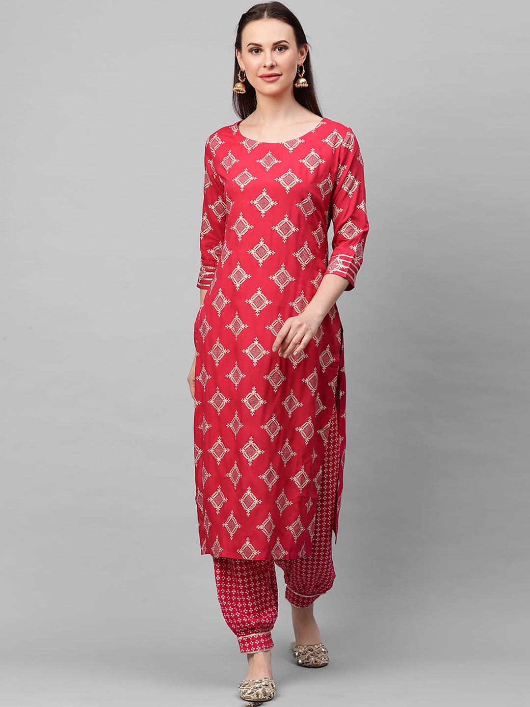 

Anouk Ethnic Motifs Foil Printed Straight Kurta, Pink