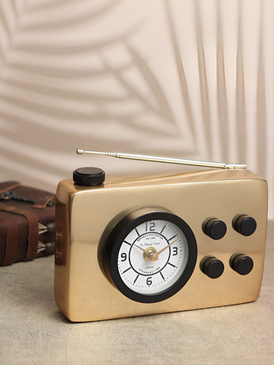 

Decor de Maison Gold-Toned & Black Metal Rectangle Vintage Table Clock