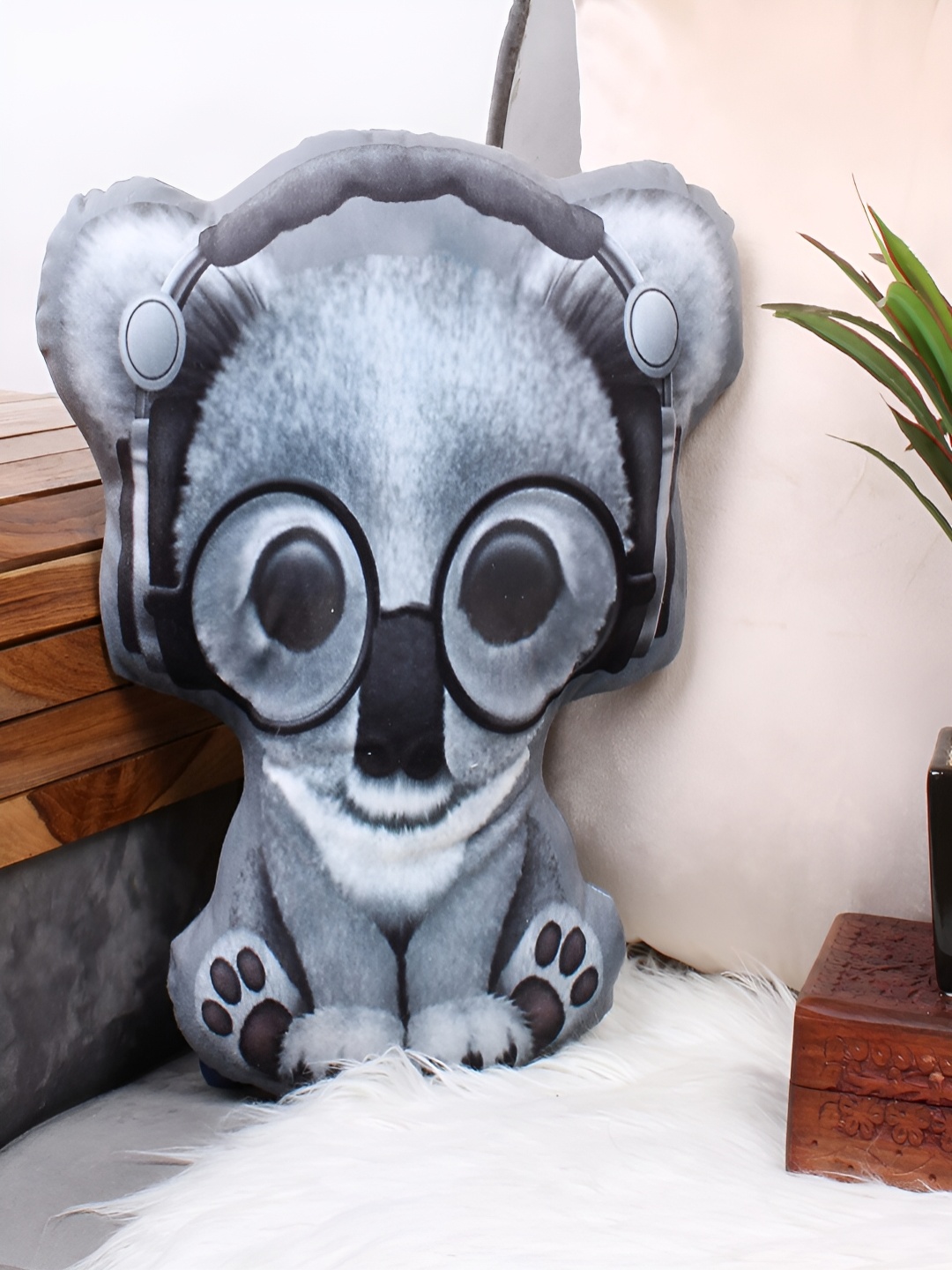 

STITCHNEST Grey Printed Pre-filled Cushions koala