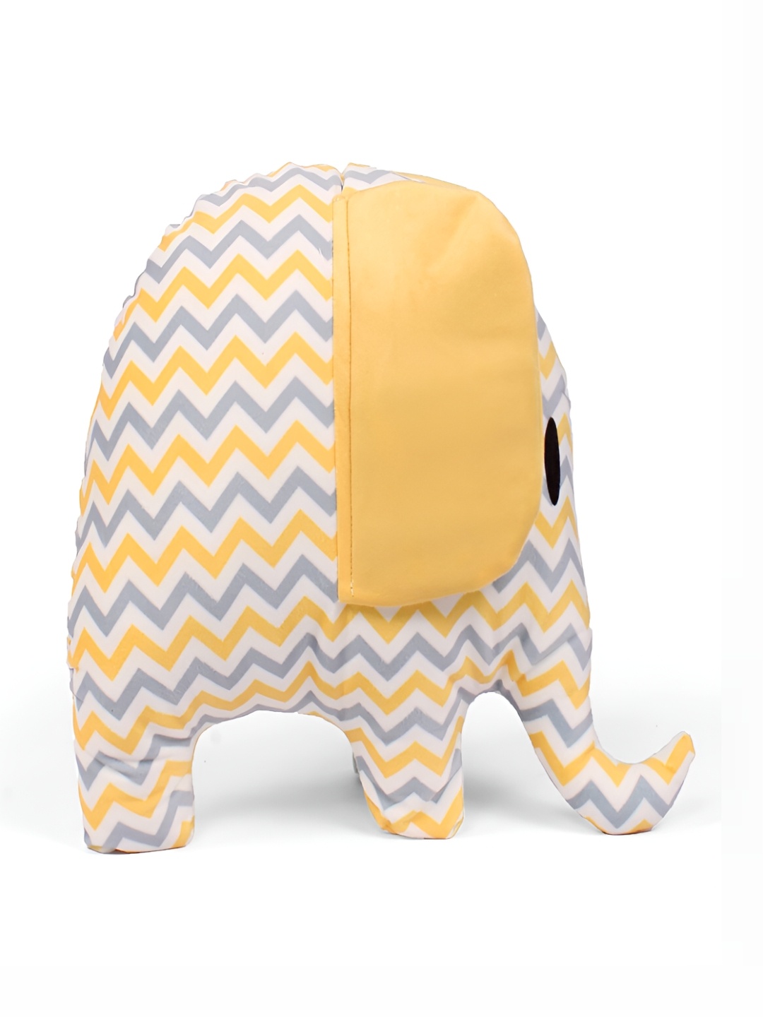 

STITCHNEST Yellow & White Printed Elephant Cushion