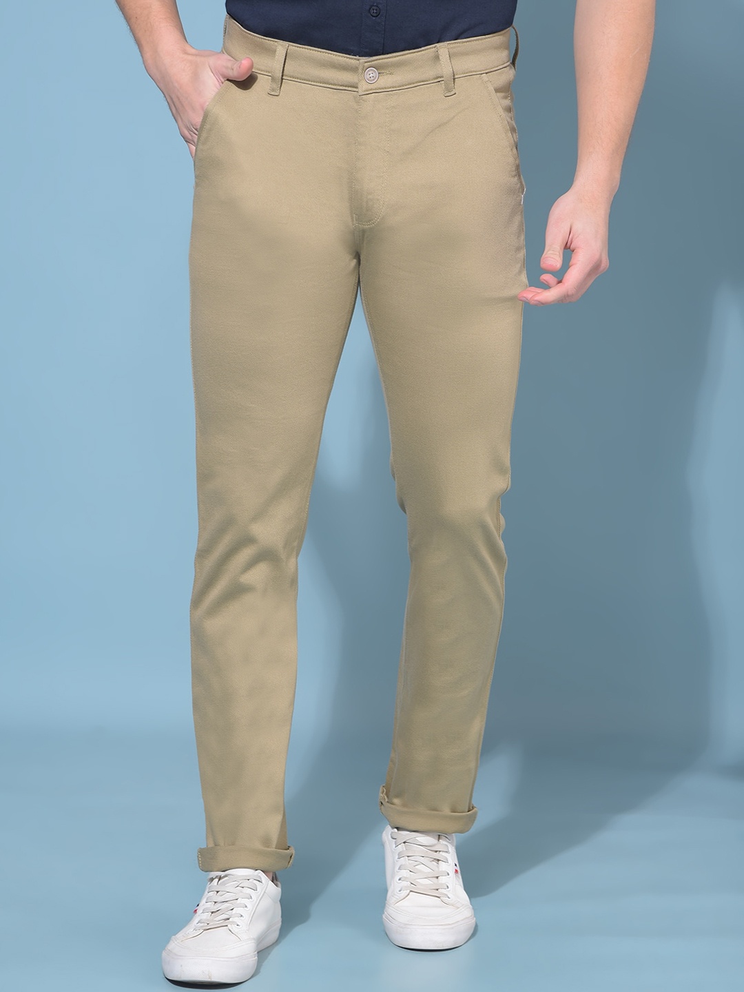 

Crimsoune Club Men Smart Slim Fit Mid-Rise Chinos, Khaki
