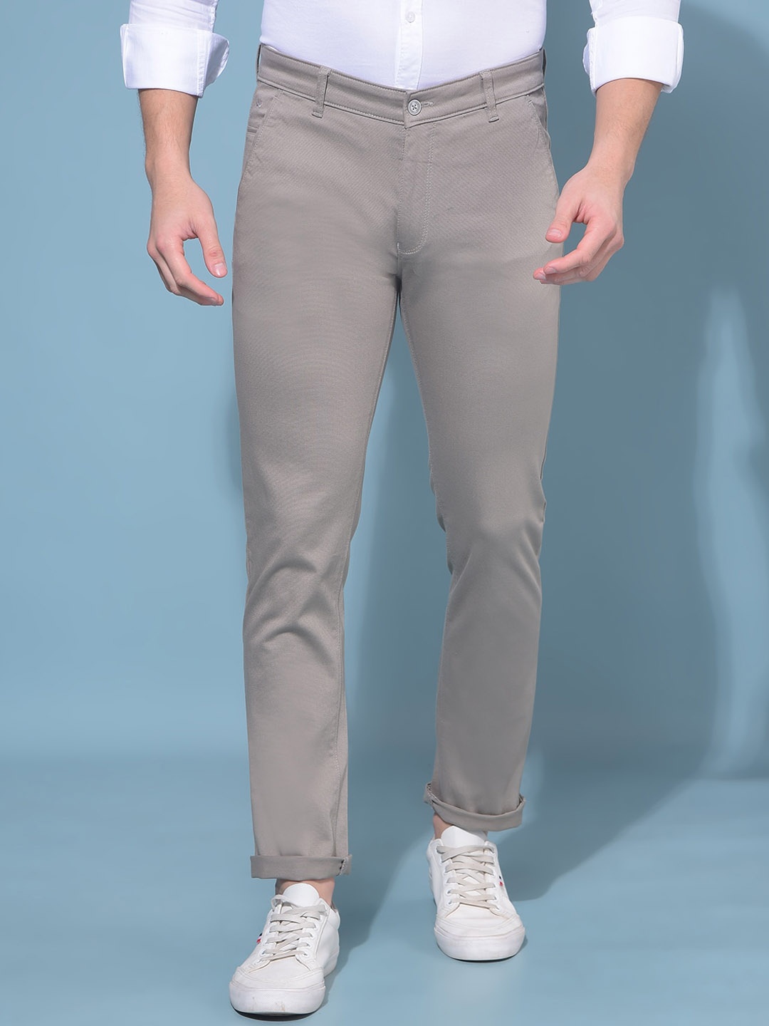 

Crimsoune Club Men Smart Slim Fit Trousers, Grey