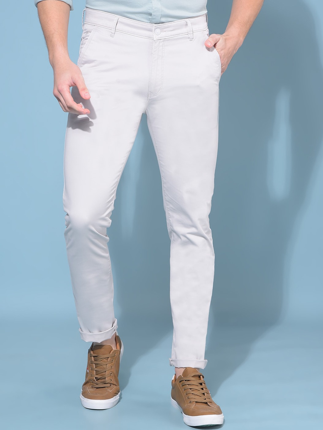 

Crimsoune Club Men Smart Slim Fit Trousers, Beige