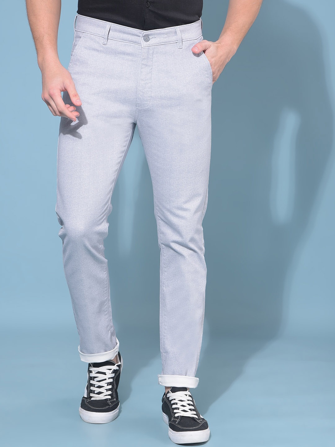 

Crimsoune Club Men Smart Slim Fit Trousers, Blue