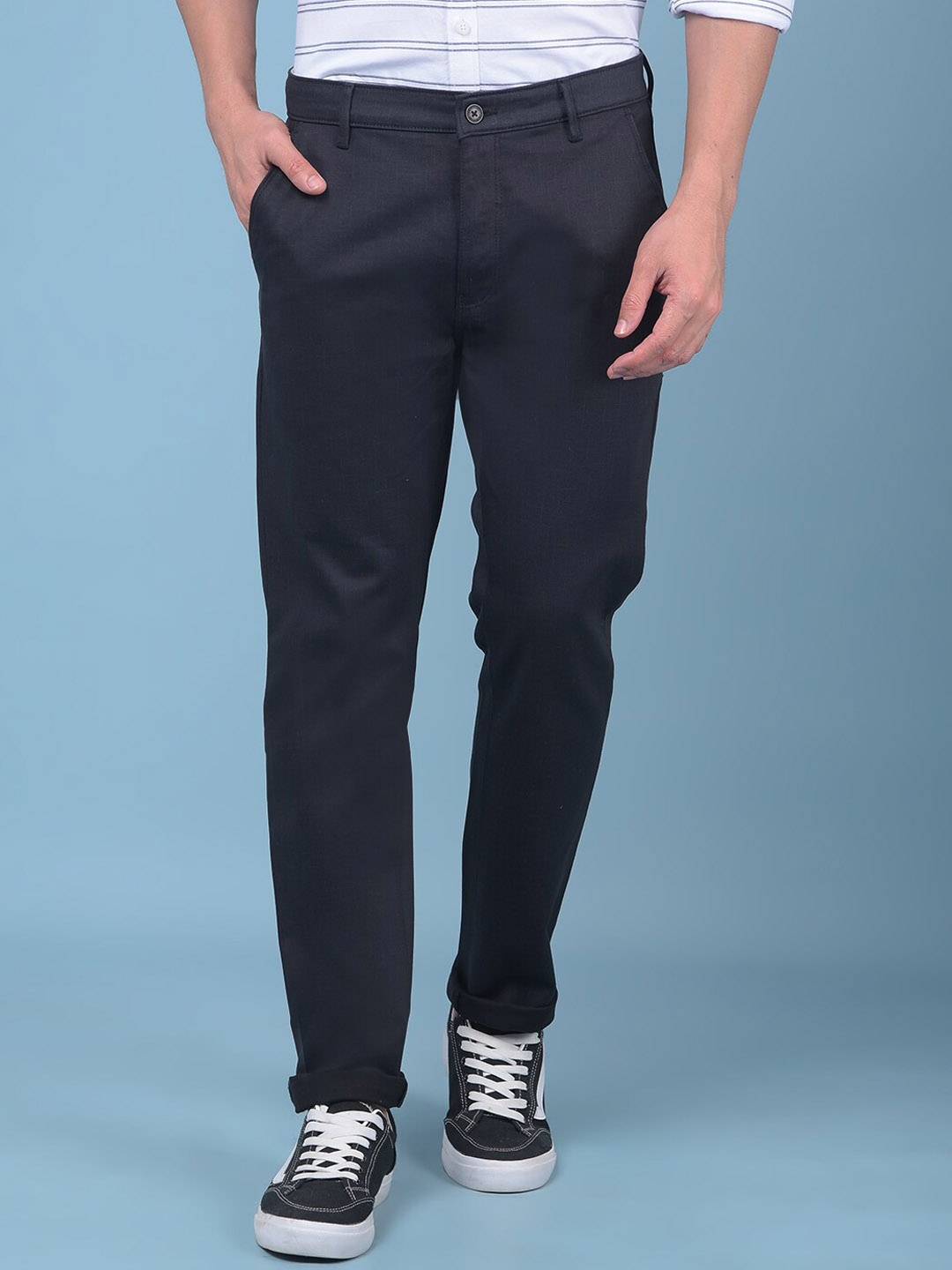 

Crimsoune Club Men Smart Chinos Trousers, Black