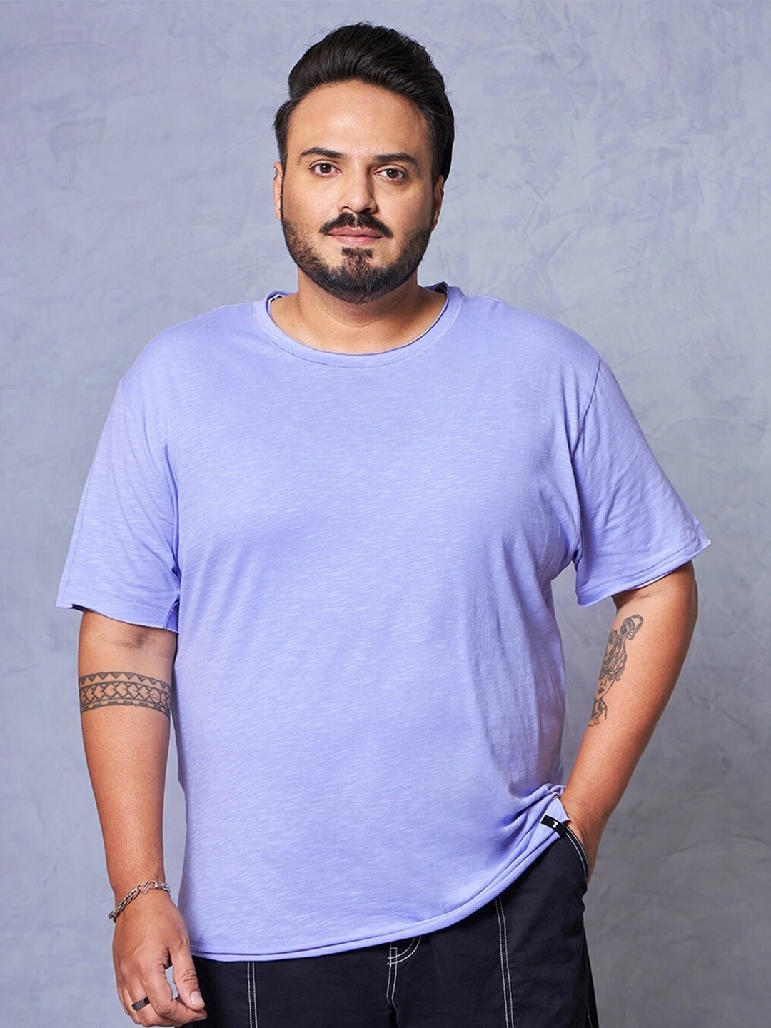

Bewakoof Air 1.0 Men Plus Size T-shirt, Purple