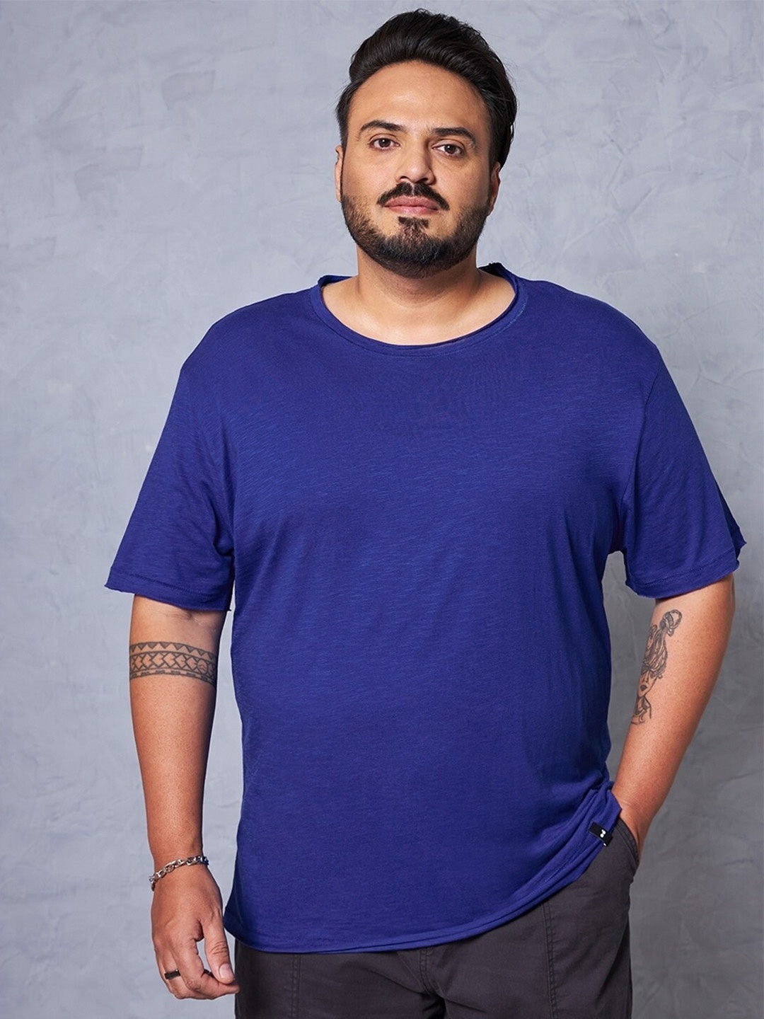 

Bewakoof Air 1.0 Men Blue Plus Size T-shirt