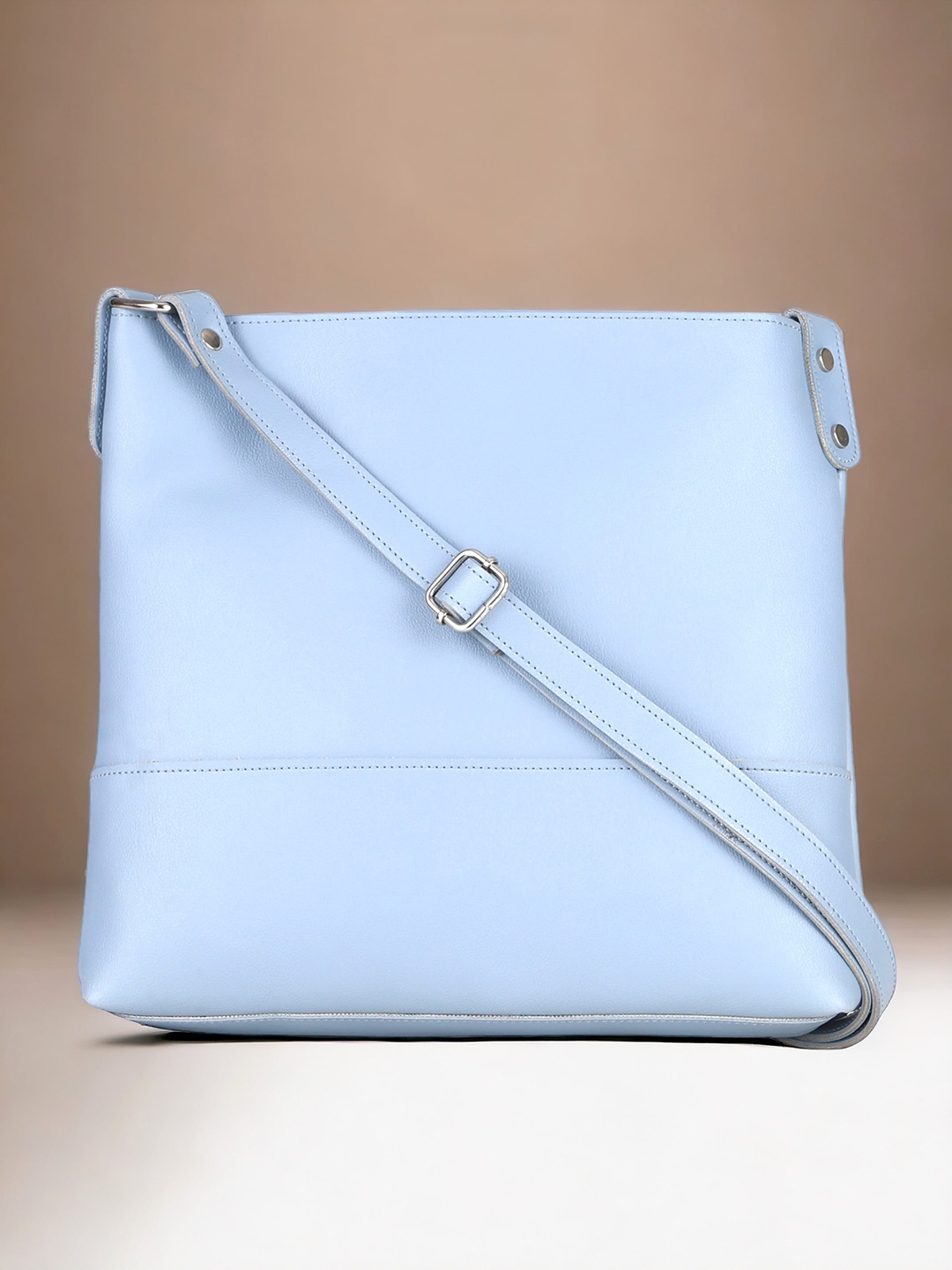 

Toteteca PU Oversized Bucket Sling Bag With Tasselled, Blue