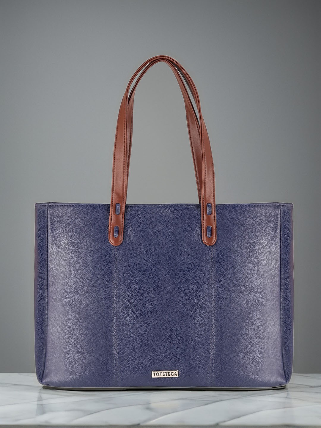 

Toteteca Textured Structured Shoulder Bag, Navy blue