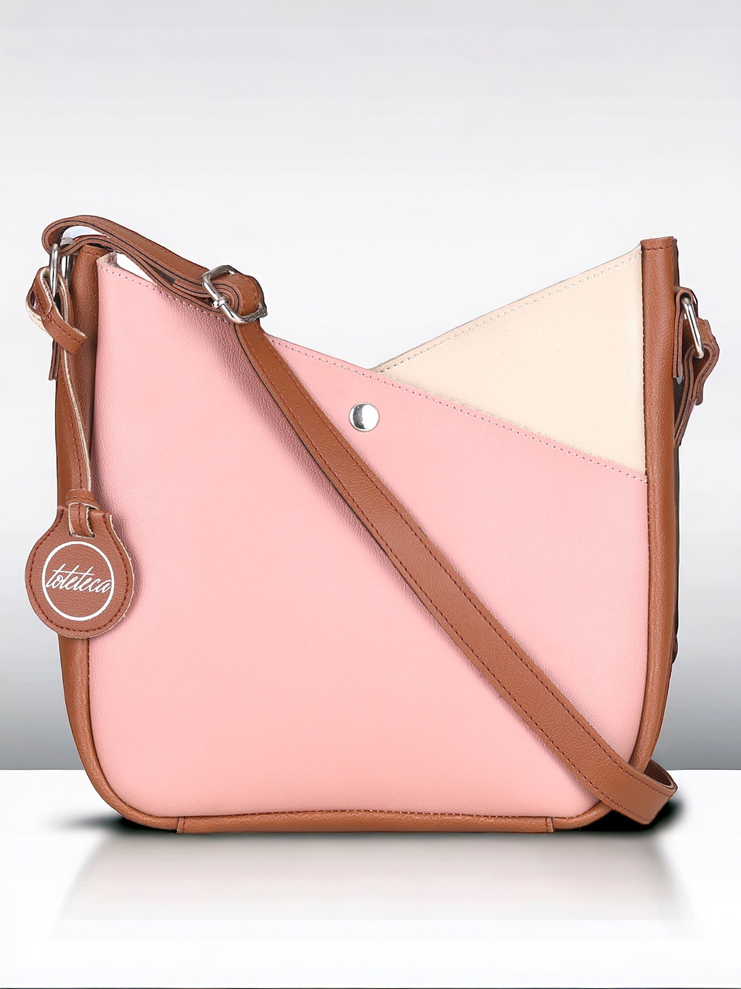 

Toteteca Colourblocked Structured Sling Bag, Pink
