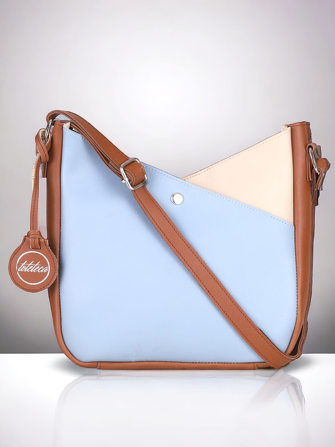 

Toteteca Colourblocked Structured Sling Bag, Blue