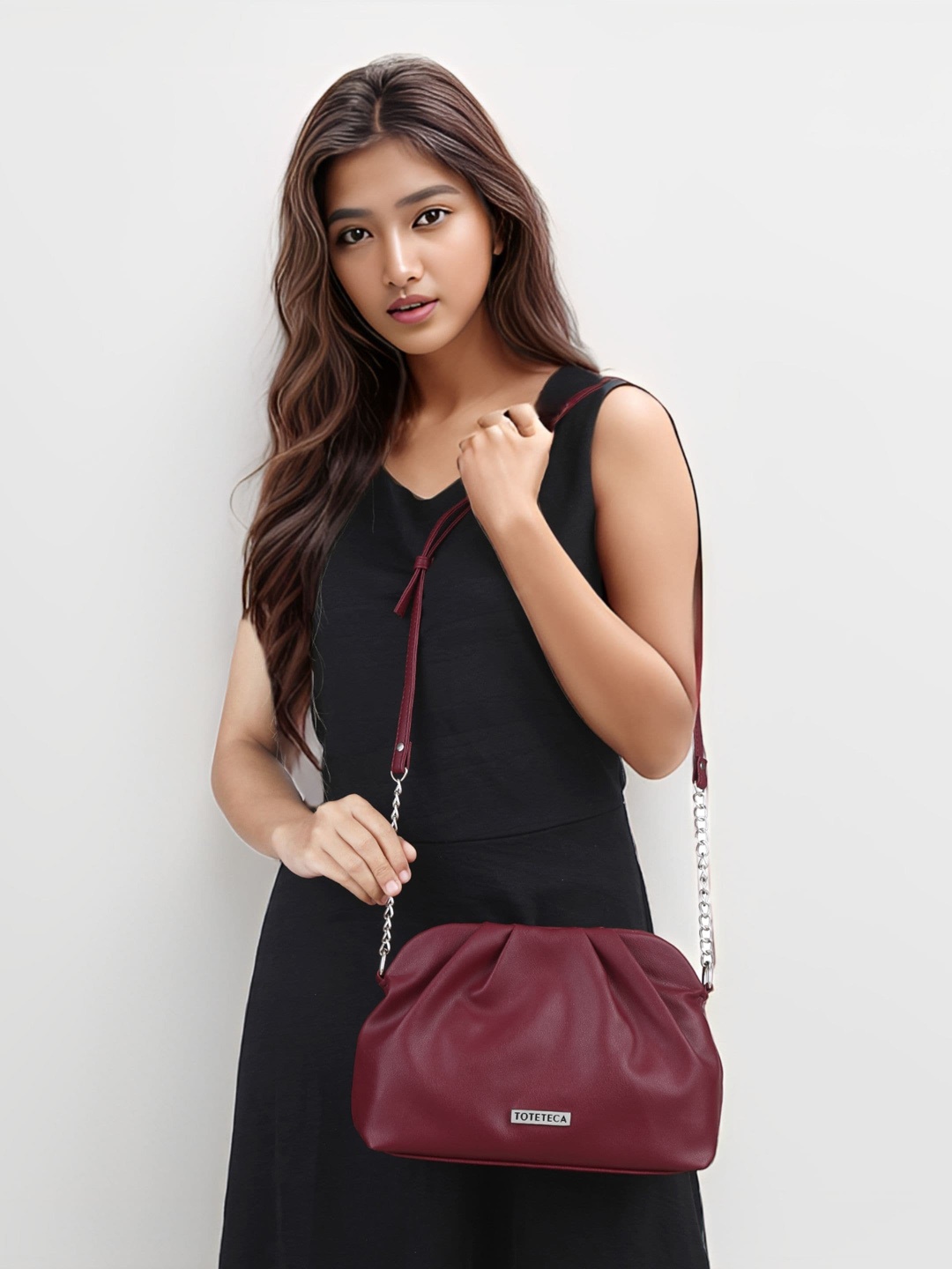 

Toteteca Textured Structured Sling Bag, Brown