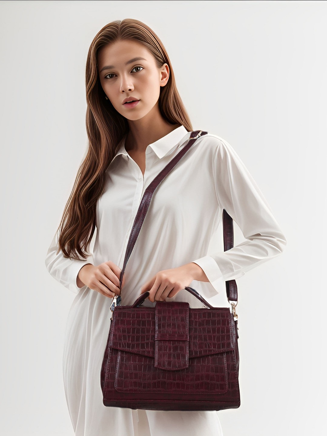 

Toteteca Animal Textured Structured Sling Bag, Burgundy