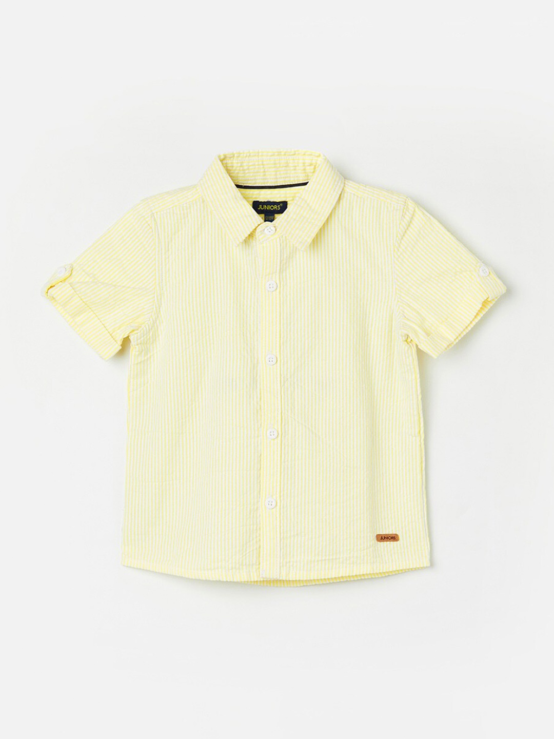 

Juniors by Lifestyle Boys Spread Collar Striped Casual Pure Cotton Shirt, Yellow