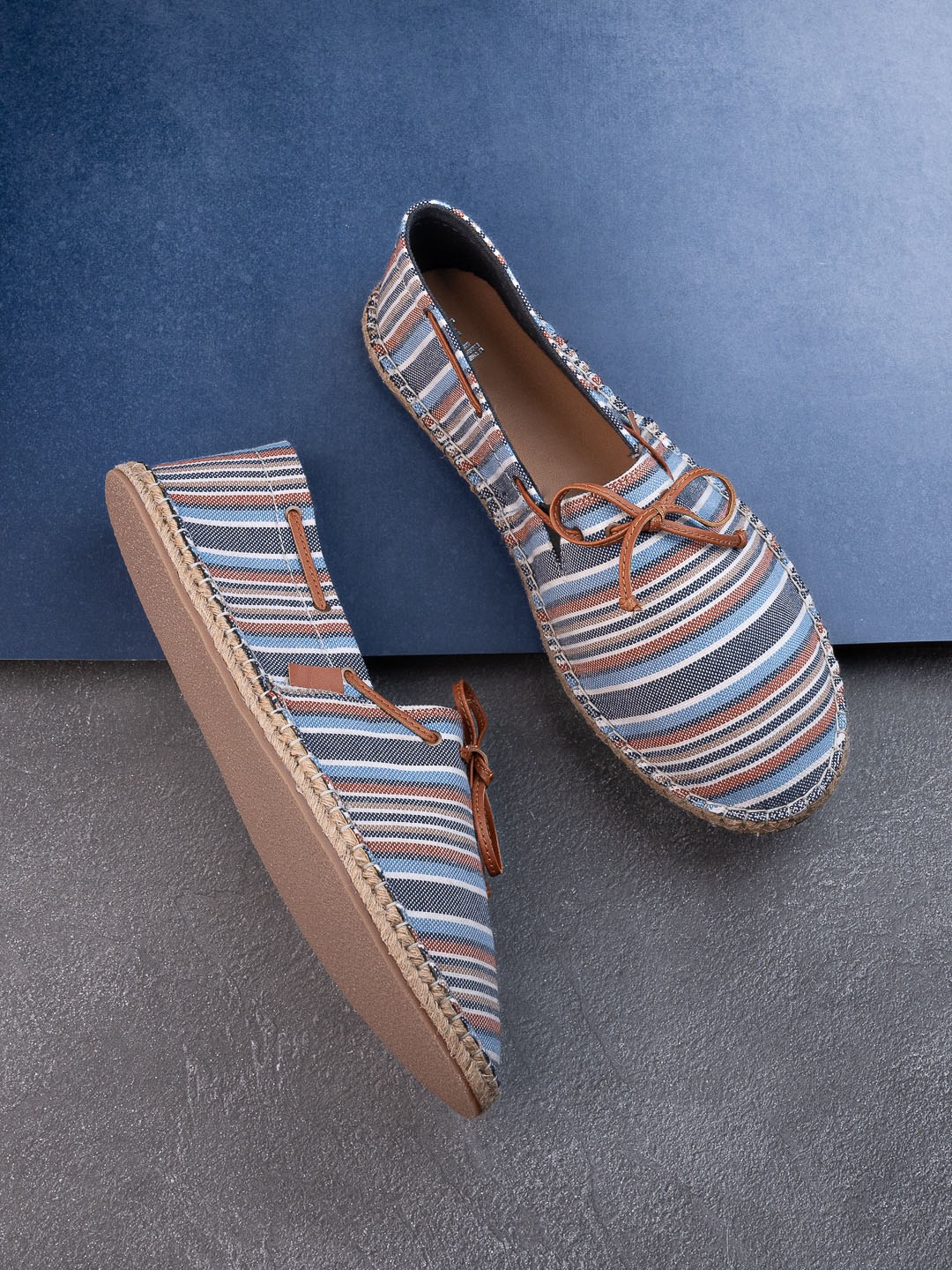

Styli Summer Stripe Canvas Slip On Espadrilles, Blue