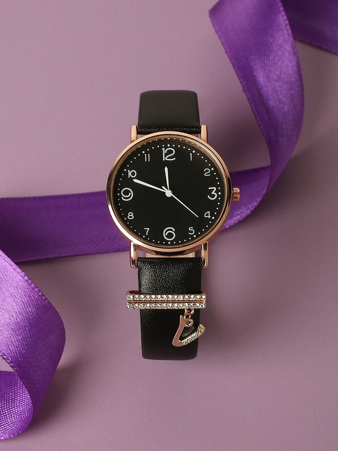 

HAUTE SAUCE by Campus Sutra Women Analog & V Liberty Watch Charm Set AWW24_HSCW5090, Black
