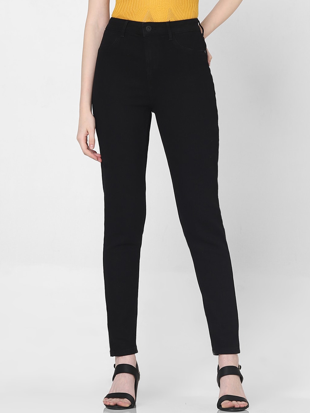 

Vero Moda Women Skinny Fit High-Rise Clean Look Stretchable Jeans, Black