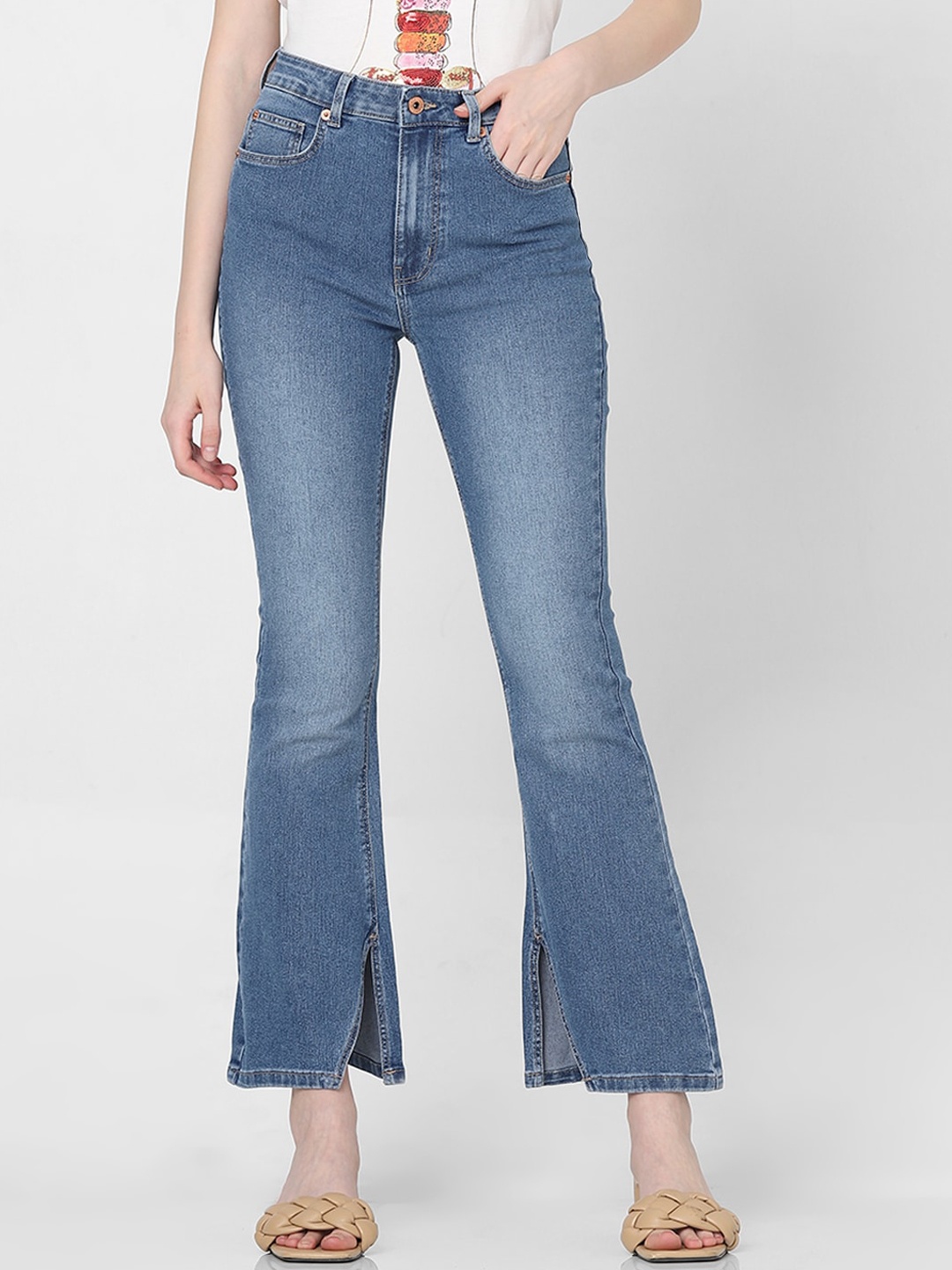 

Vero Moda Women Bootcut High-Rise Clean Look Stretchable Jeans, Blue