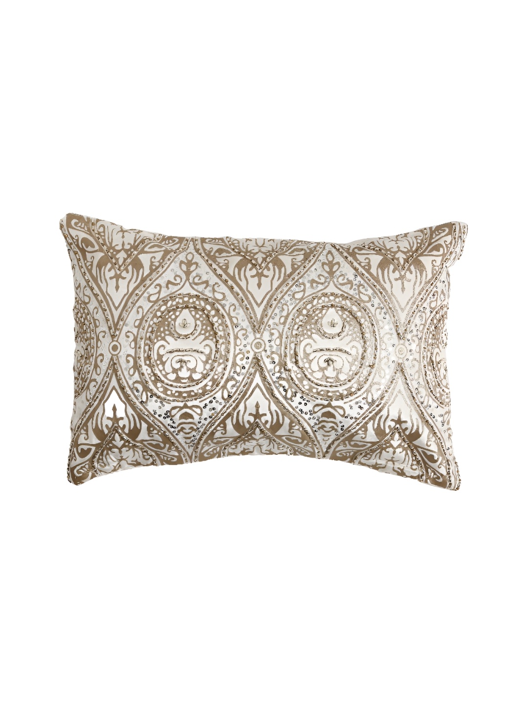 

Amoliconcepts Gold-Toned & White Embroidered Velvet Rectangle Cushion Covers