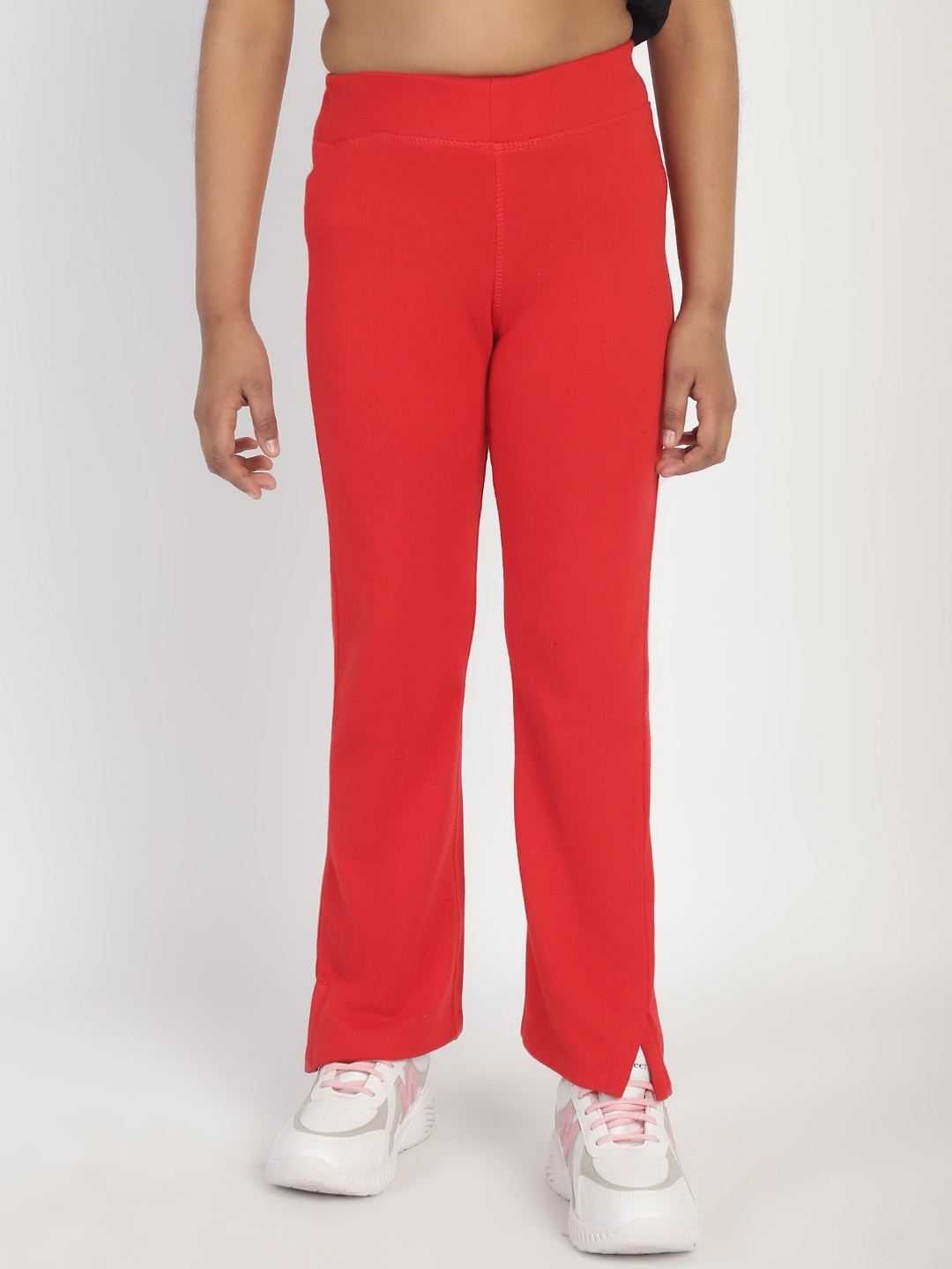 

Rute Girls Cotton High-Rise Track Pants, Red
