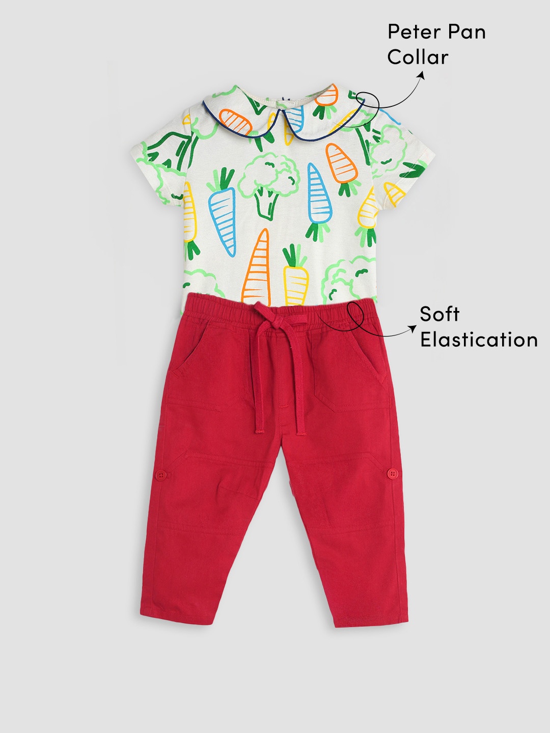 

Somersault Infants Boys Printed Pure Cotton Bodysuit & Trousers, White