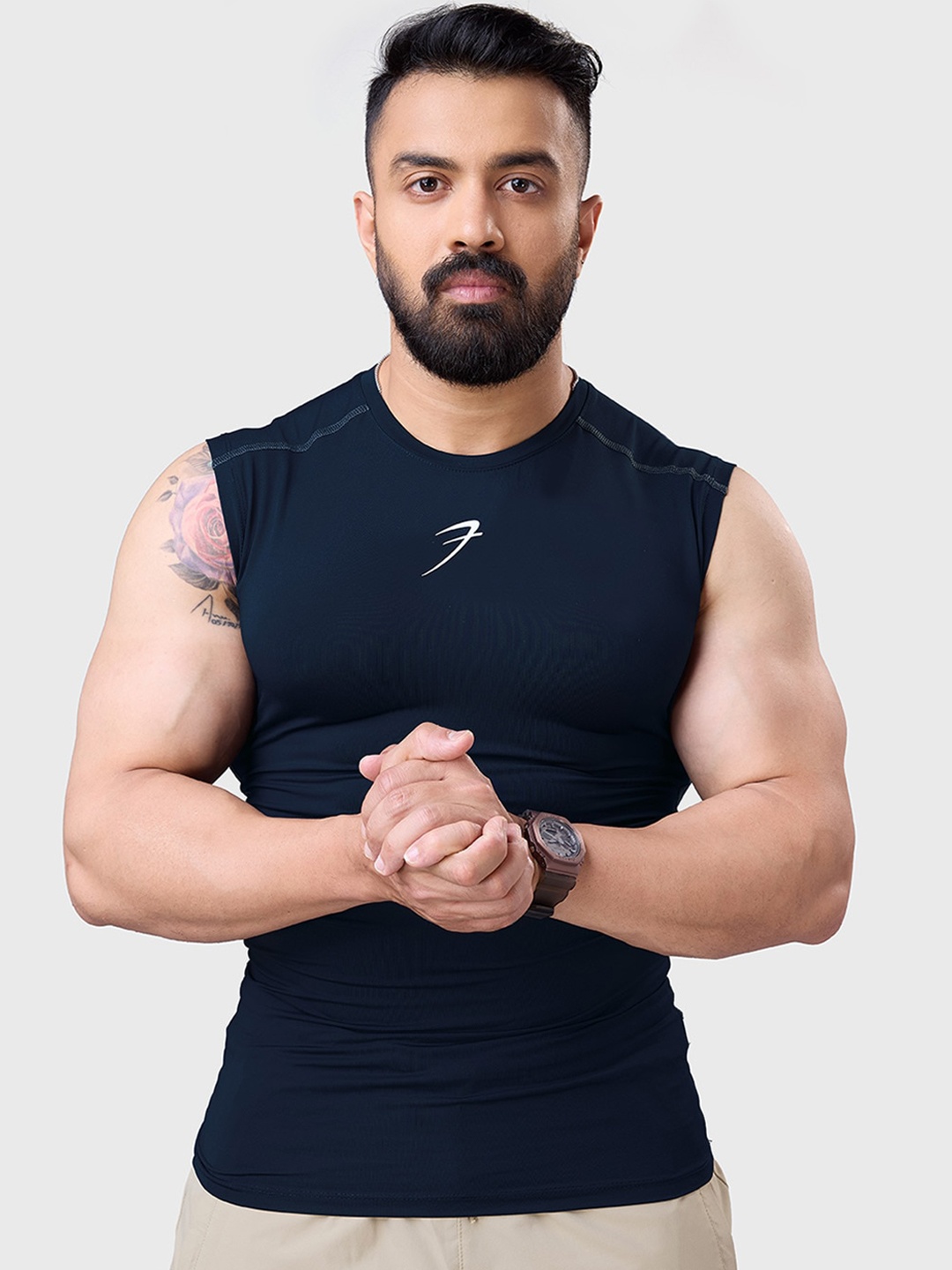 

FUAARK Sweat-Wicking Compression Sleeveless Tank Innerwear Vests, Navy blue