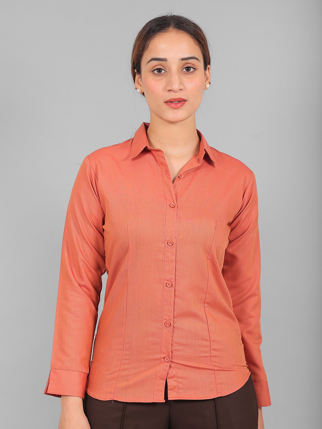 

BLUEBIRD Spread Collar Classic Casual Shirt, Peach