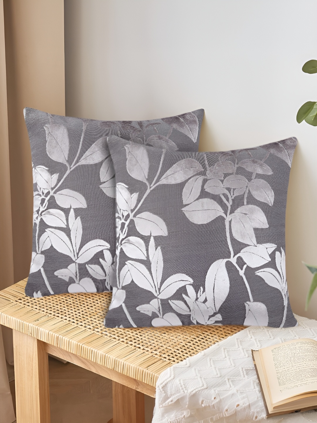 

Tesmare Grey 2 Pcs Square Cushion Covers