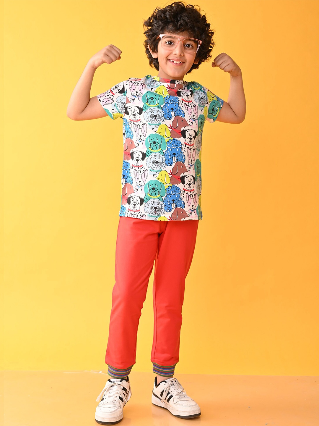 

Anthrilo Boys Printed Top with Trouser, Red