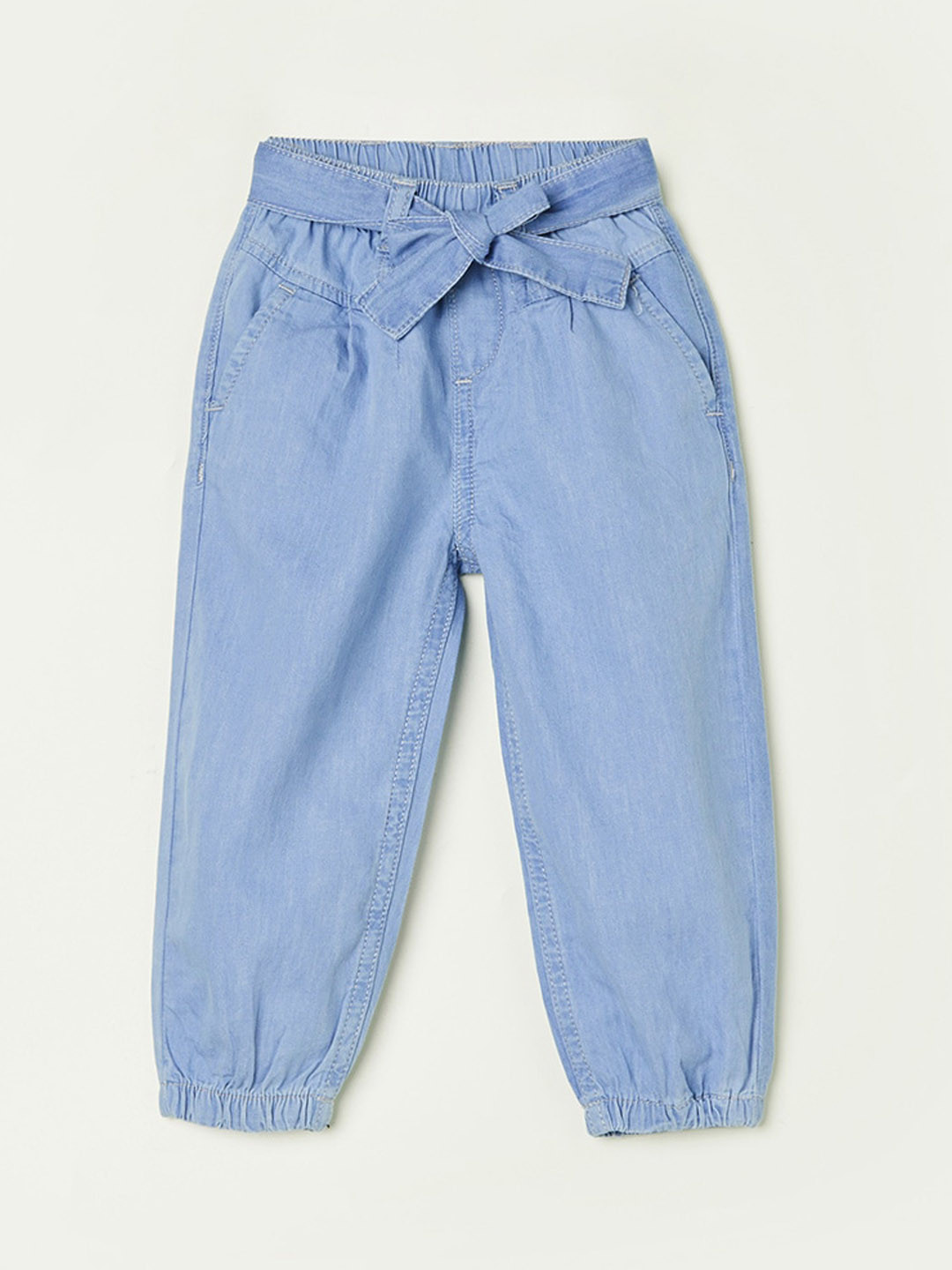 

Juniors by Lifestyle Girls Mid Rise Clean Look Pure Cotton Jogger Jeans, Blue