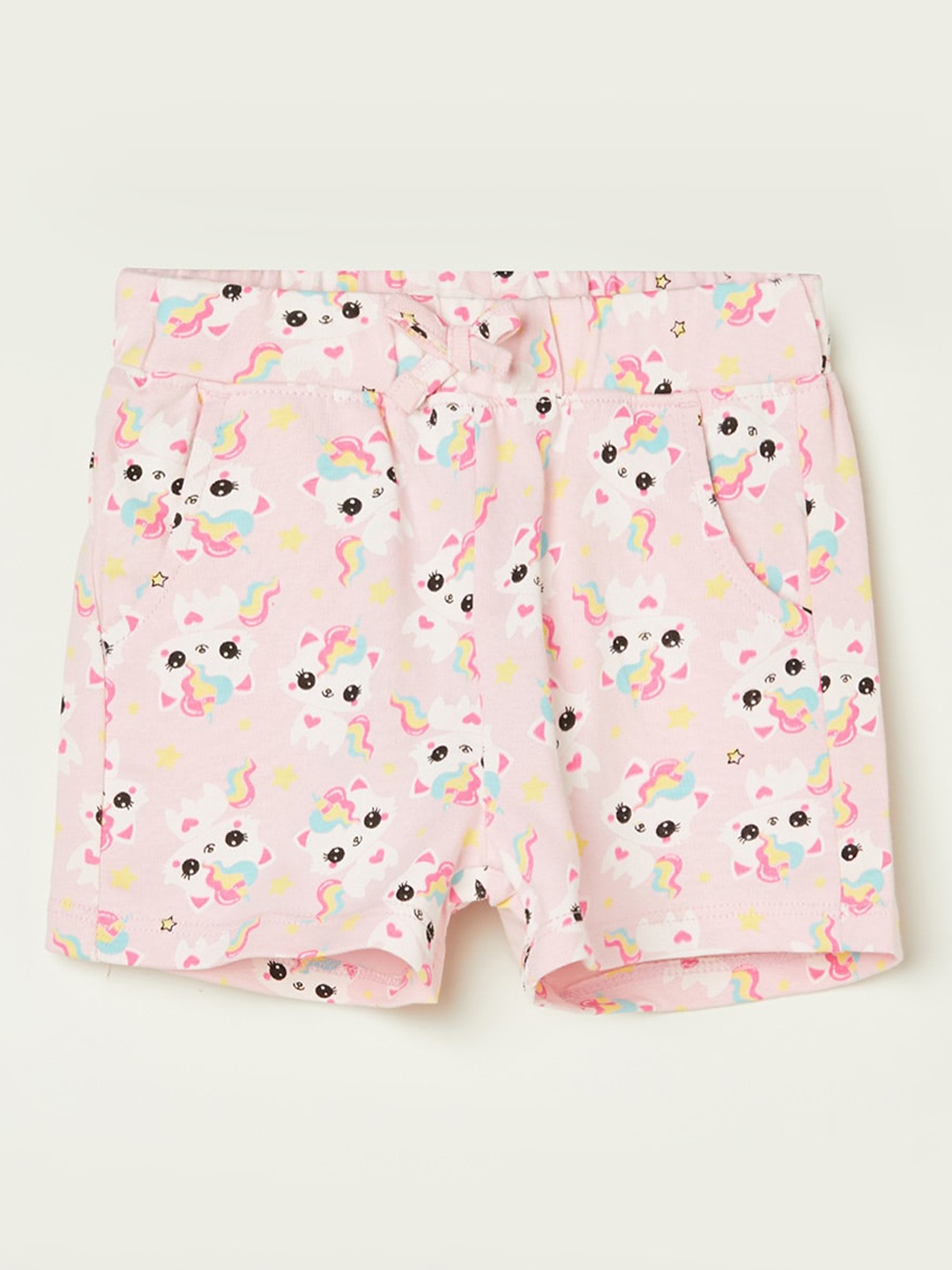 Juniors by Lifestyle Girls Conversational Printed Pure Cotton Shorts, Pink