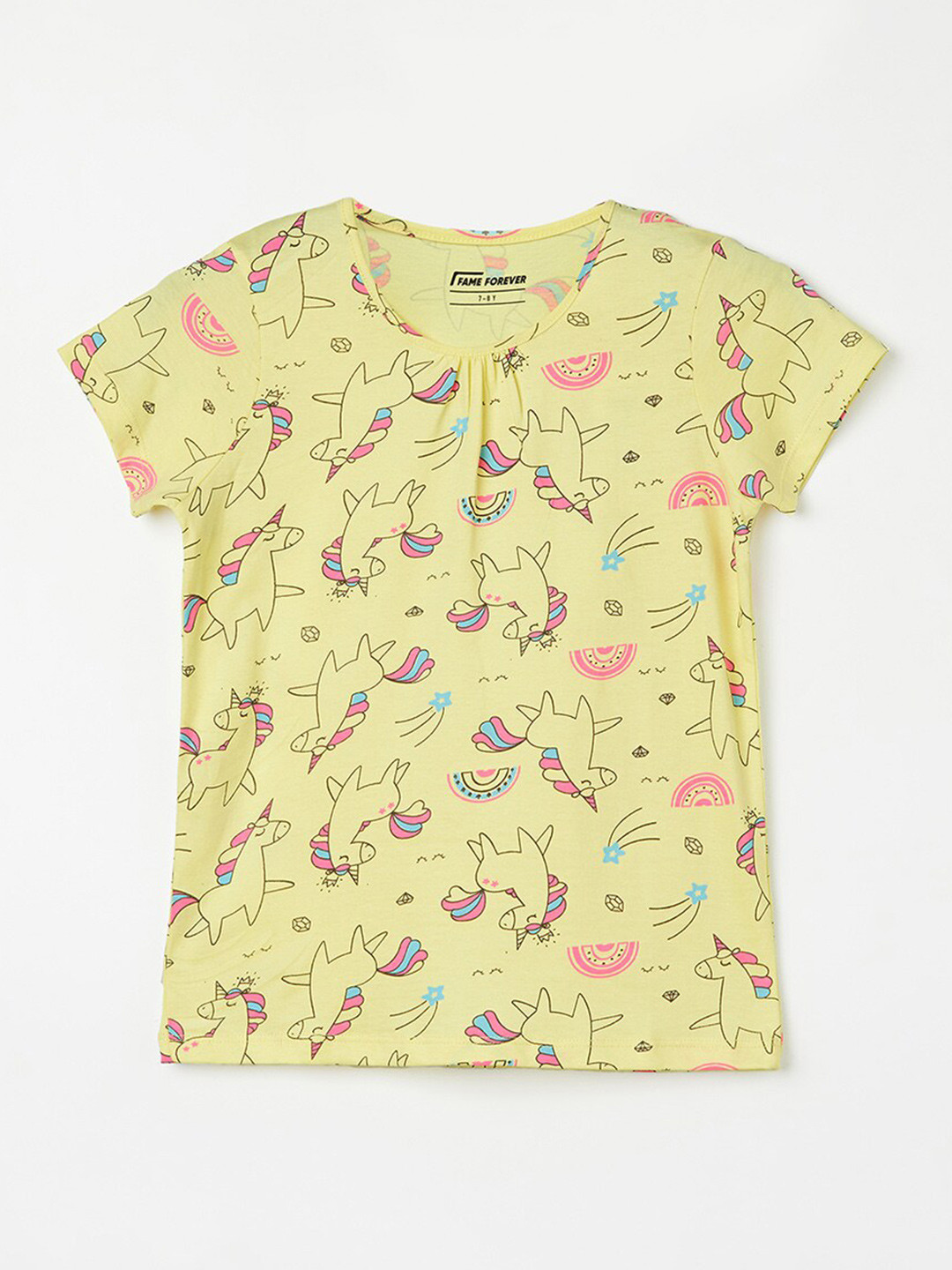 

Fame Forever by Lifestyle Girls Conversational Printed Cotton T-shirt, Yellow