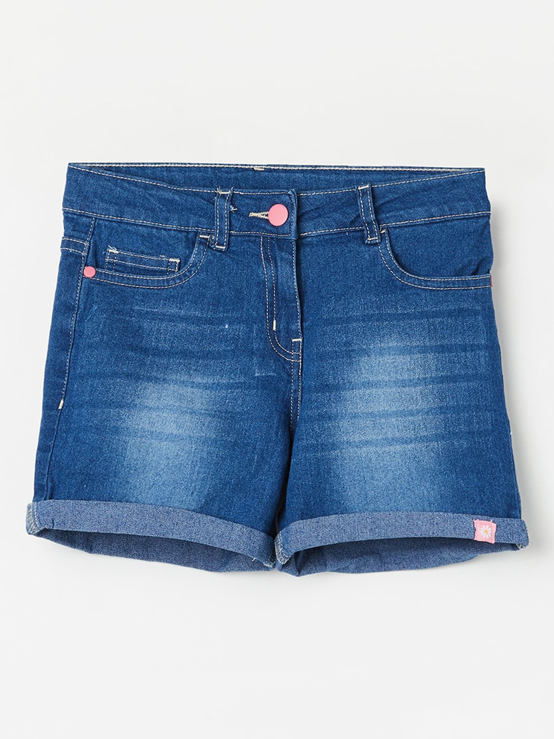 

Fame Forever by Lifestyle Girls Washed Mid-Rise Denim Shorts, Blue