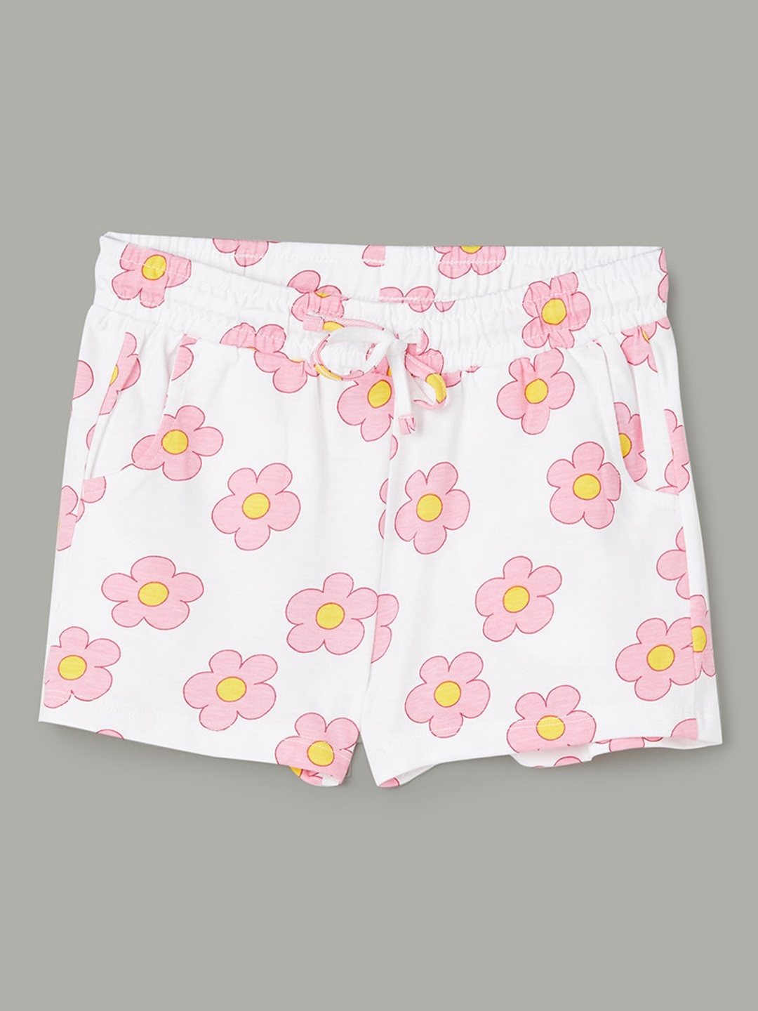 

Fame Forever by Lifestyle Girls Floral Printed Mid-Rise Cotton Regular Shorts, White