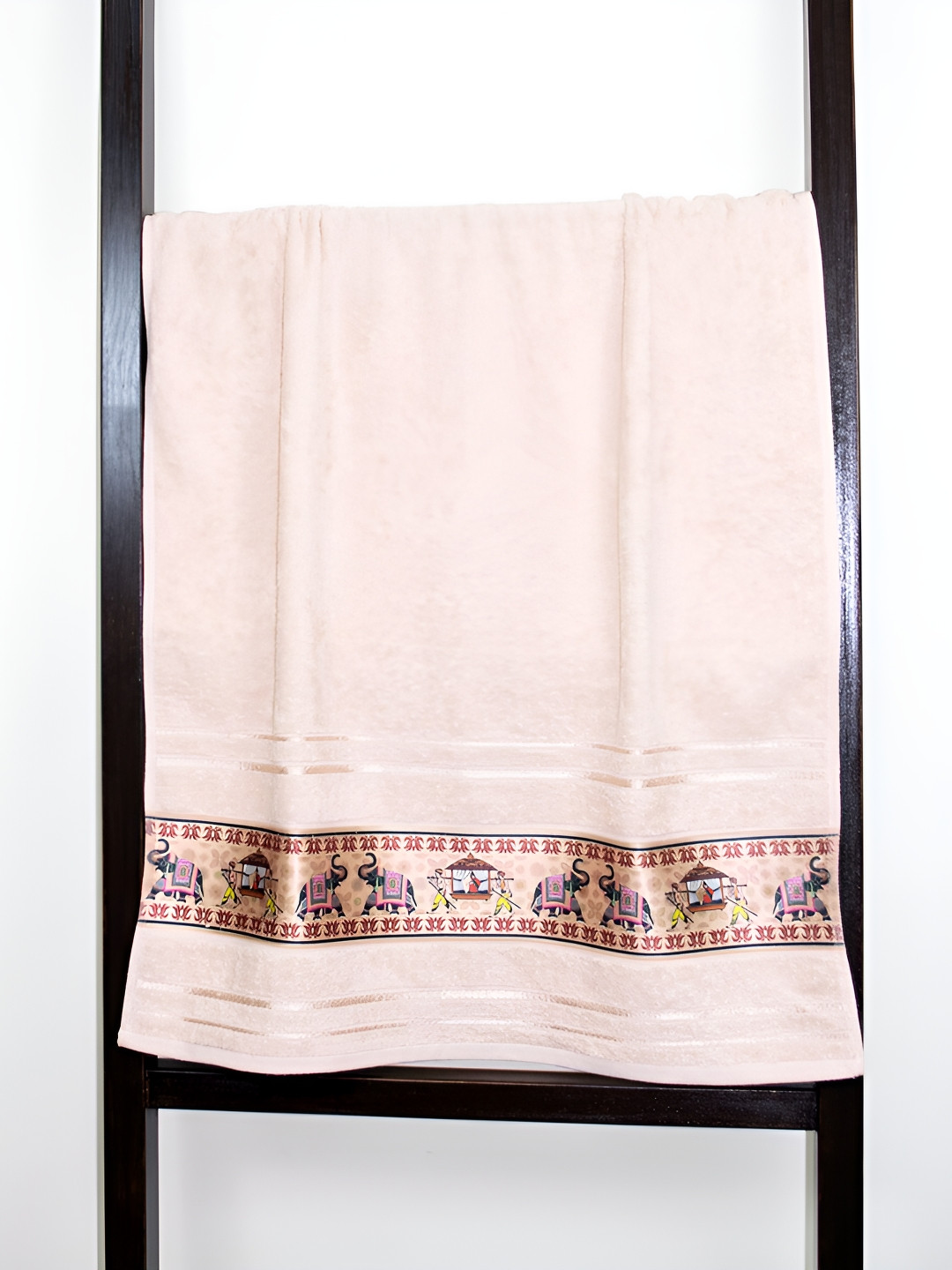 

RANGOLI Cream & Purple Printed Cotton 450 GSM Bath Towel