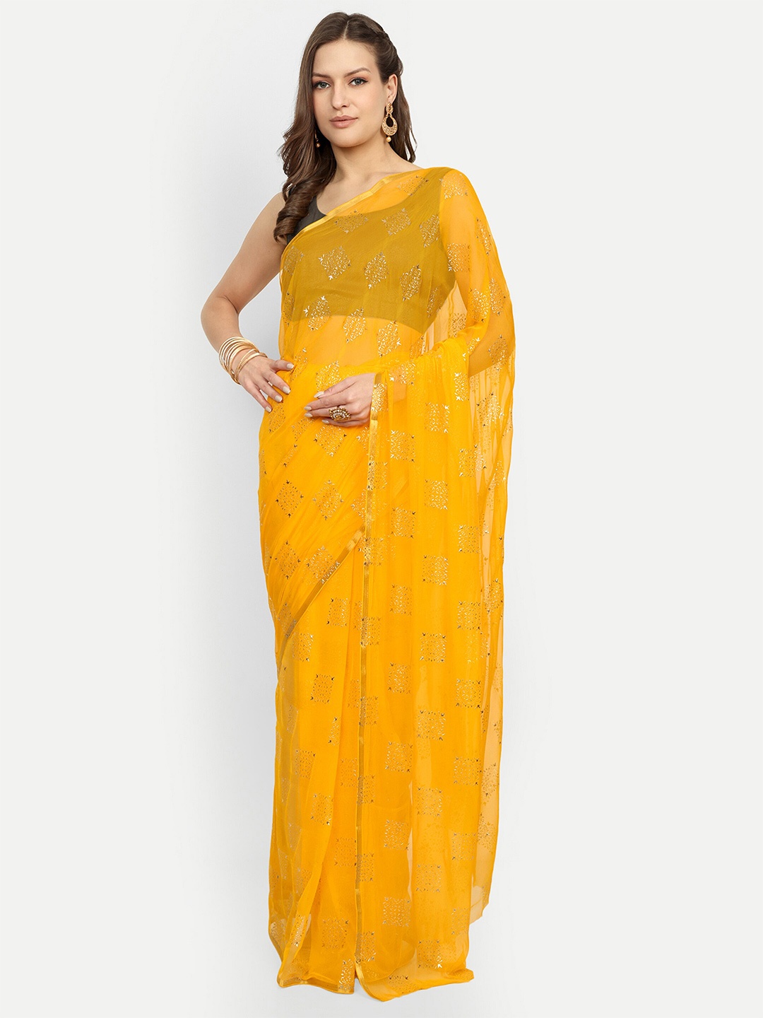 

Aardiva Ethnic Motifs Zari Saree, Yellow