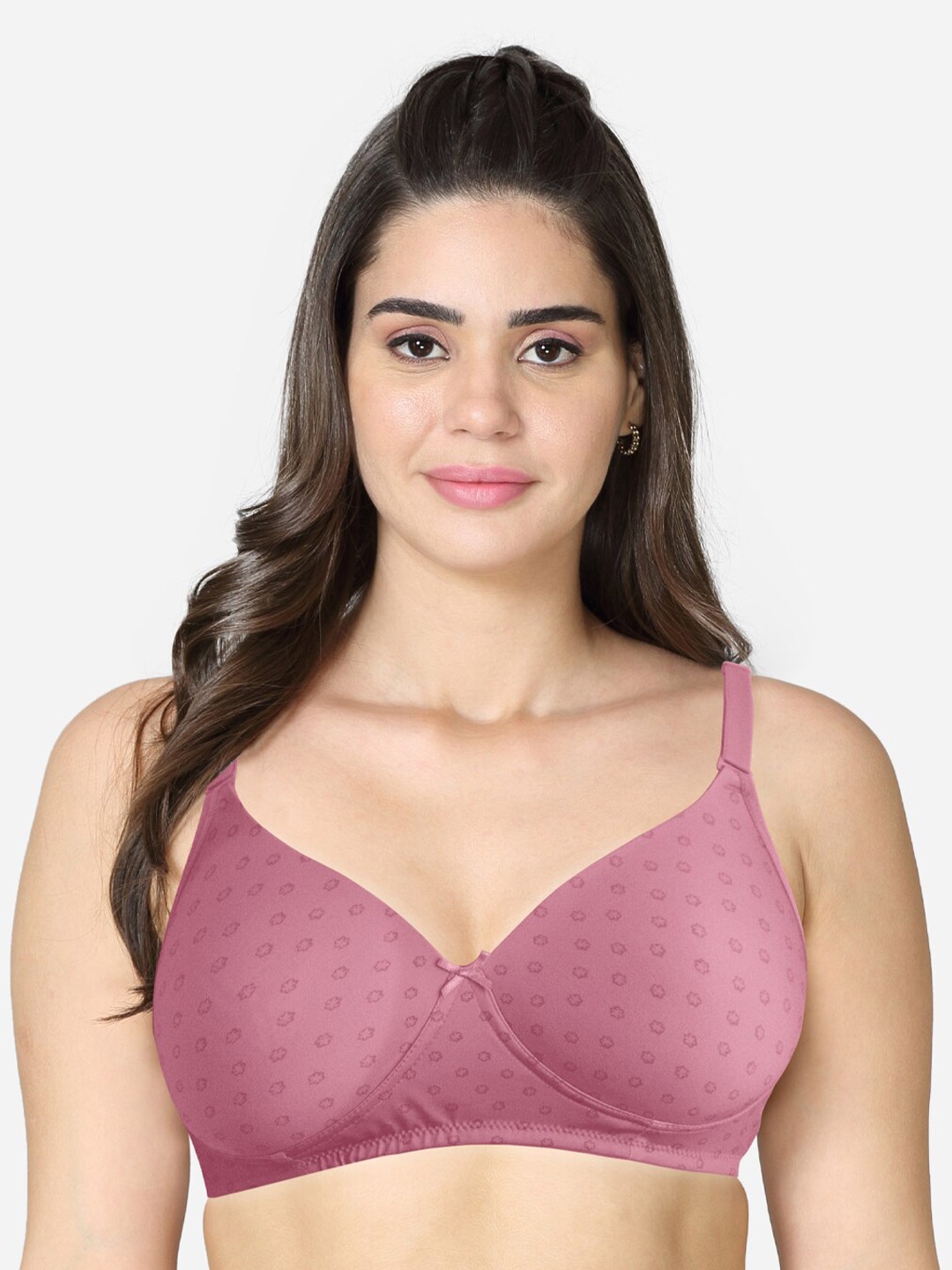 

VStar Floral Printed Medium Coverage All Day Comfort Lightly Padded T-Shirt Bra, Rose