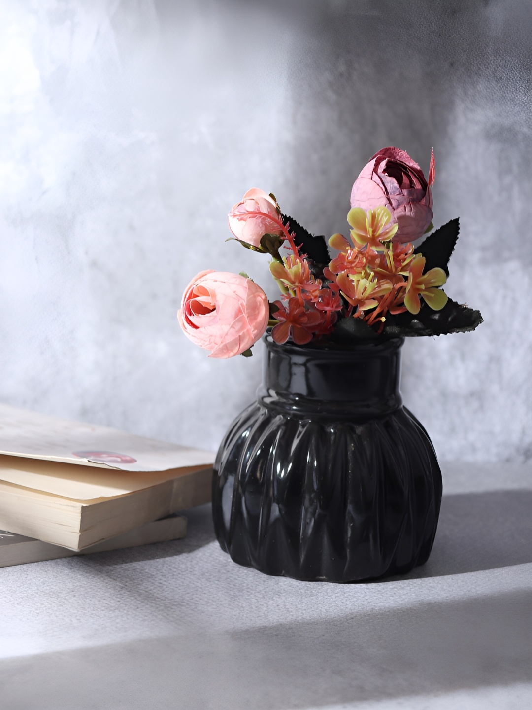 

Decor de Maison Black Textured Metal Small Flower Vase