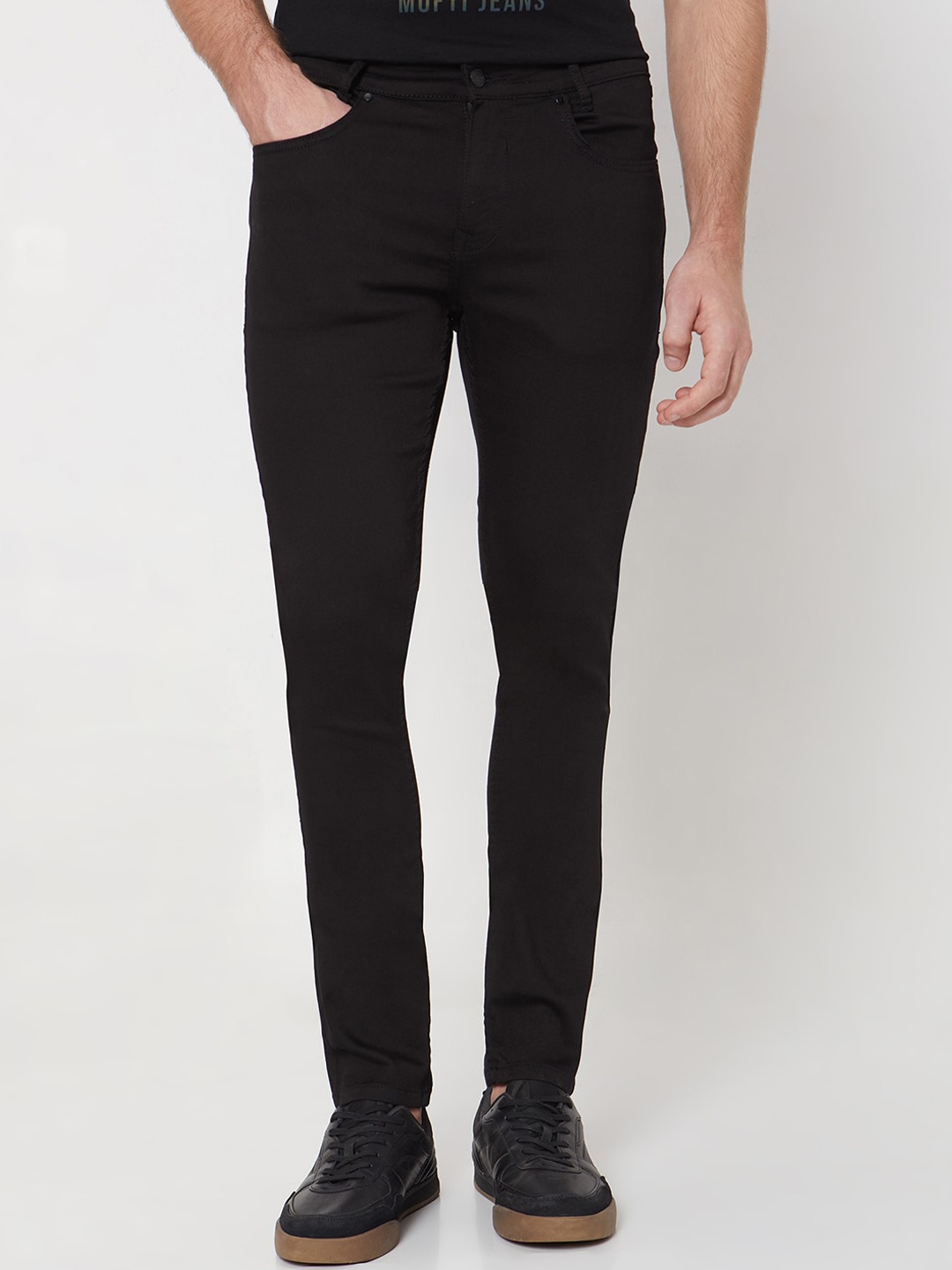 

Mufti Men Skinny Fit Clean look Stretchable Jeans, Black