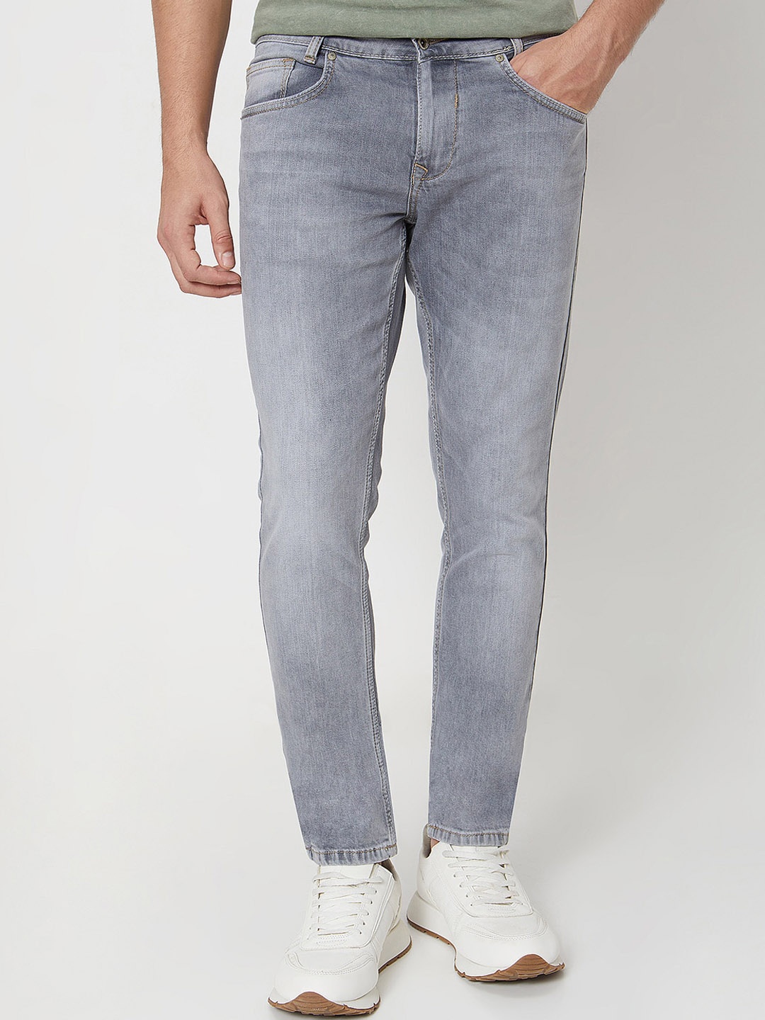 

Mufti Men Mid-Rise Skinny Fit Heavy Fade Stretchable Jeans, Grey